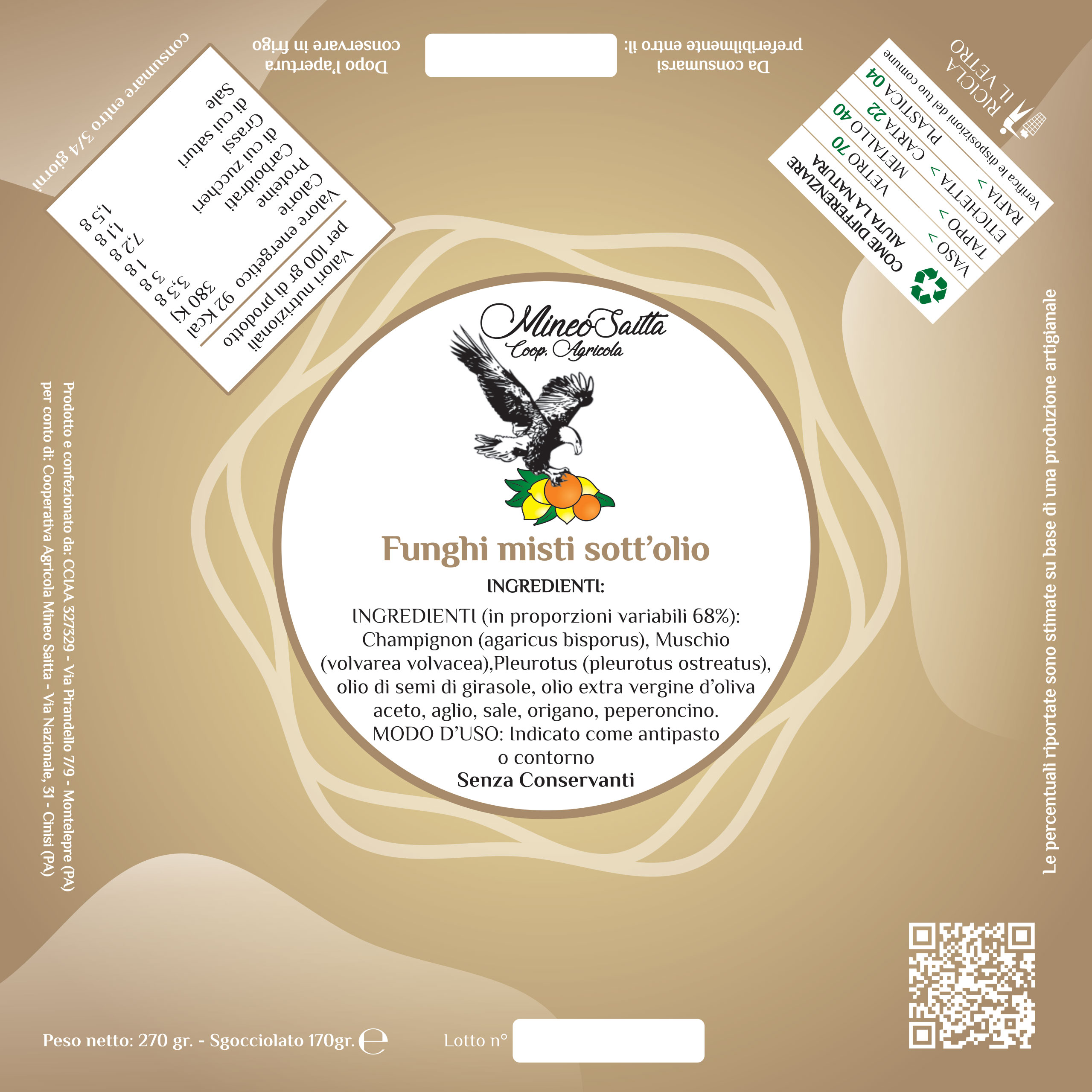 Funghi misti sott'olio Gr. 270 - immagine 2