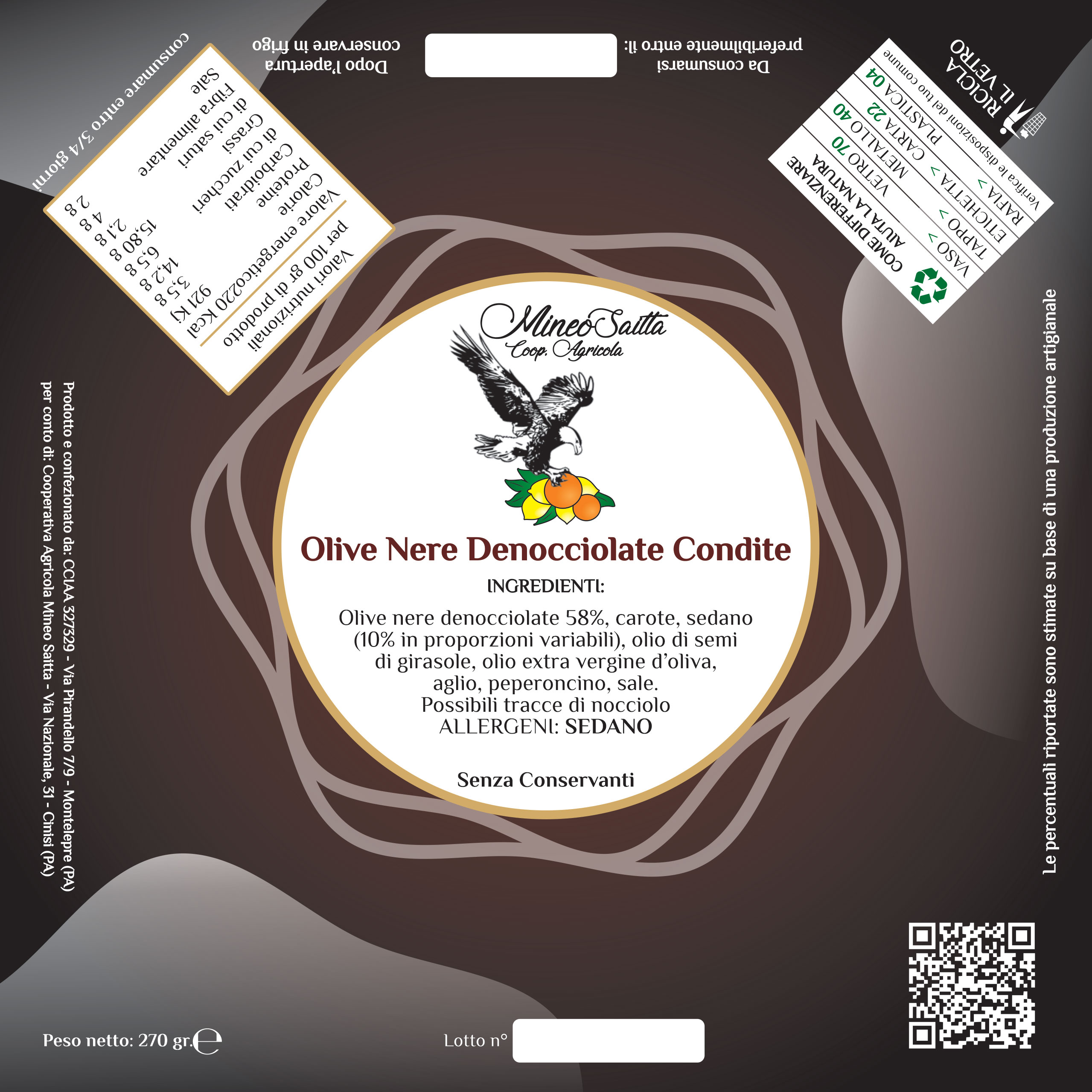 Olive nere denocciolate condite Gr. 270 - immagine 2