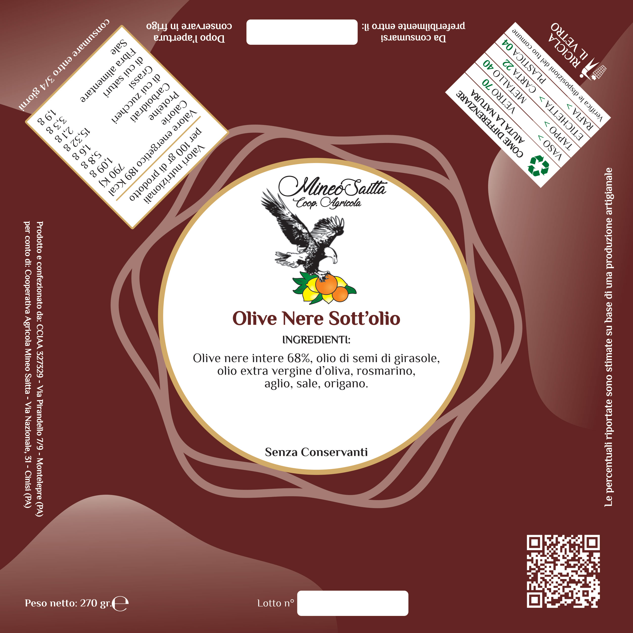 Olive nere sott'olio Gr. 270 - immagine 2