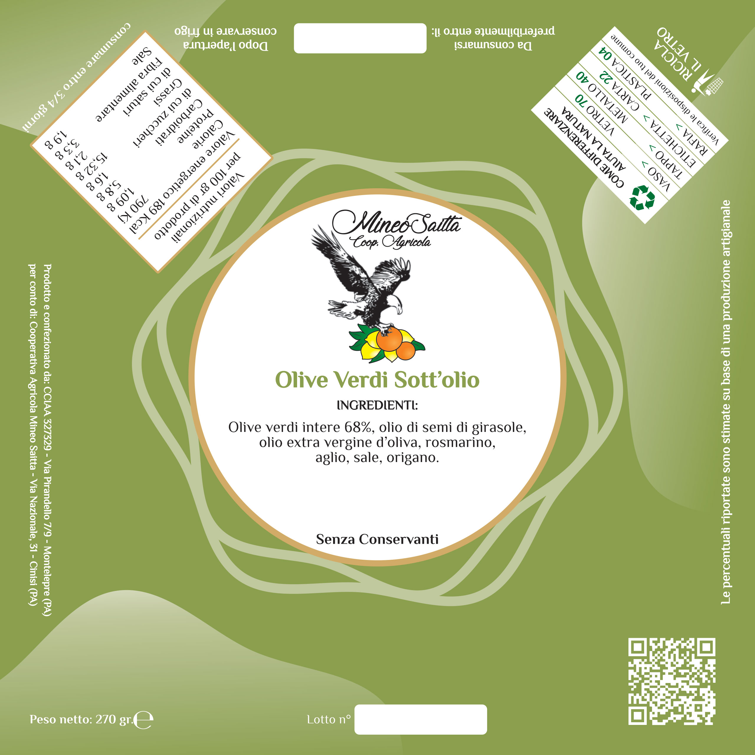 Olive Verdi Sott'Olio Gr. 270